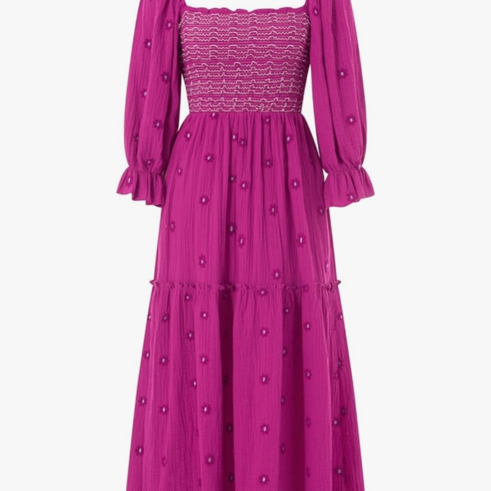 Elegant Pink Smocked Maxi Dress